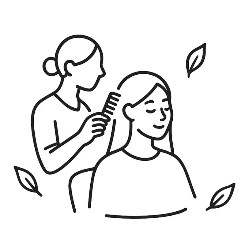 Hair stylist NYC woman brushing hair icon Color And Andy