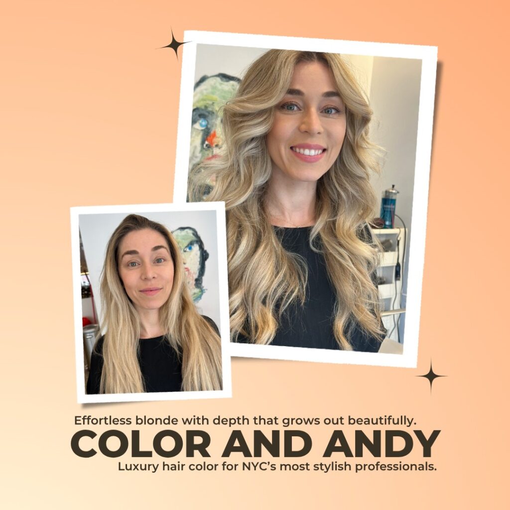 518291975_122221627346085370_1082774240249773510_n Before and after: long blonde brightened into buttery blonde with depth and movement, Color And Andy, Bowery NYC