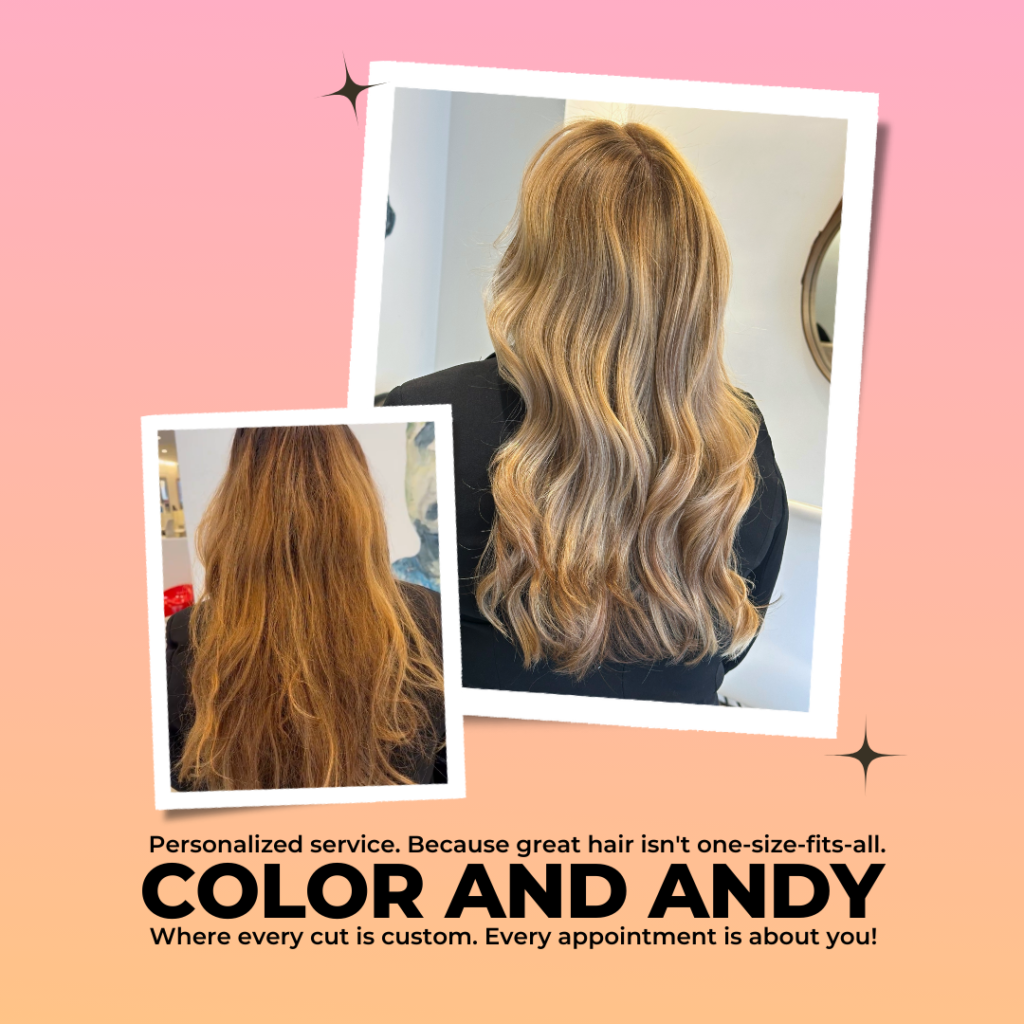 COLOR AND ANDY - SQUARE - 2025-12-28T145216.528 Before and after: grown-out brassy blonde transformed into warm dimensional blonde with soft waves, Color And Andy, Bowery NYC